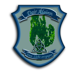 Das Wappen von Dair Álainn steht dafür, der Wahrheit ins Auge zu sehen. "Dem Licht entgegen" bedeuet für uns, nun ohne die Heidenakademie weiter zu machen.