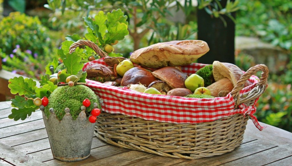 Es könnte ein Korb für Mabon sein, so voller Äpfel und Brot.